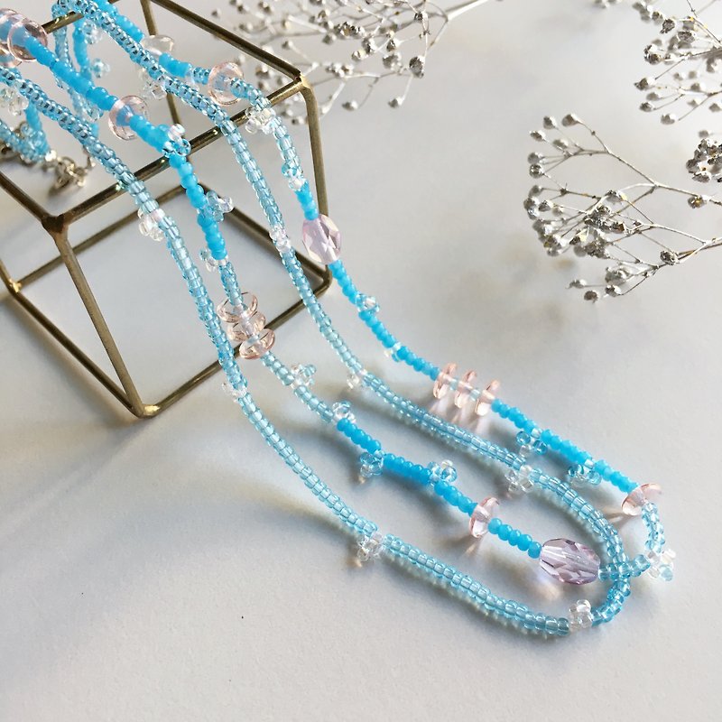 Blue beads necklace - 項鍊 - 玻璃 藍色