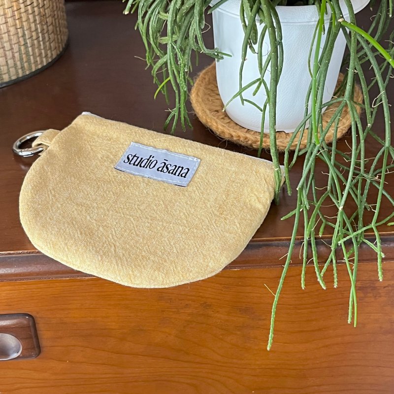 (Mustard Yellow) Zipper Pouch / TEA CUP series - Toiletry Bags & Pouches - Cotton & Hemp Yellow