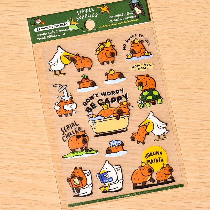 Capybara Removable Clear Stickers - 貼紙 - 防水材質 咖啡色