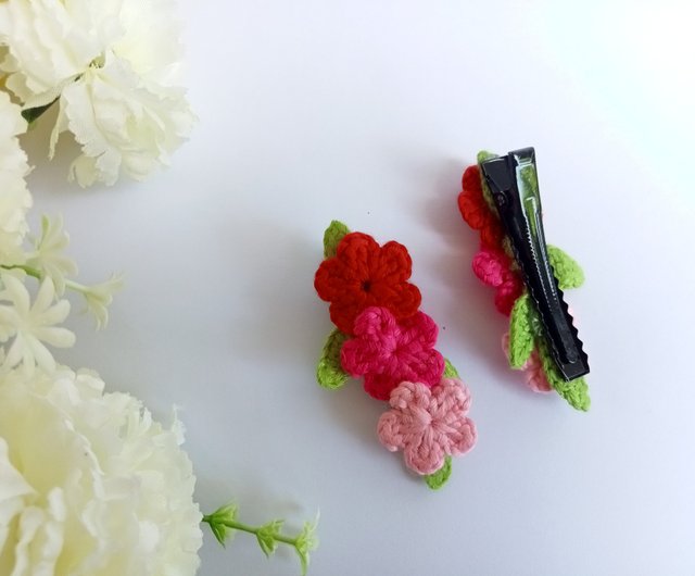 Set 1 pair of hair clips, crochet flower hairpins for hair decoration -  Shop SasideniCrochet Hair Accessories - Pinkoi