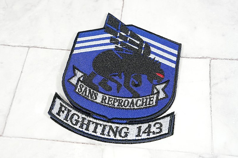 J-TECH│143 Fighter Attack Aircraft Squadron Emblem│Embroidery Armband Patch Hole Cloth Stick Iron Badge
