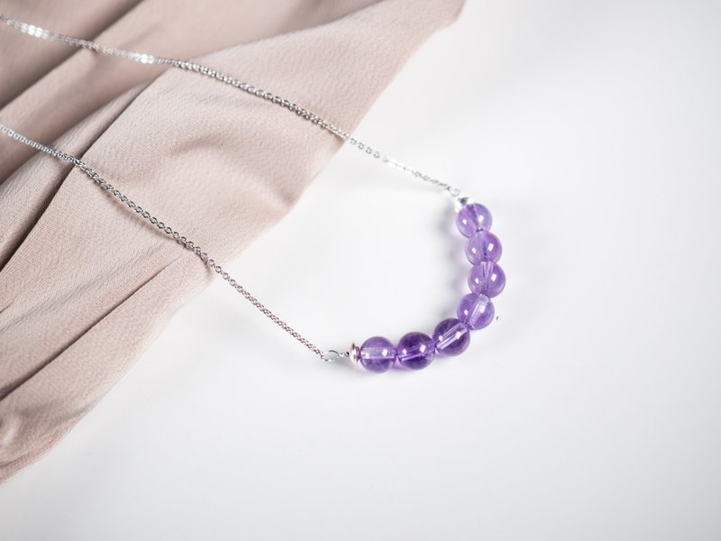Amethyst Necklace, 925 Sterling Silver, Gemini, Aquarius, Pisces Crystal Gift - 項鍊 - 水晶 紫色