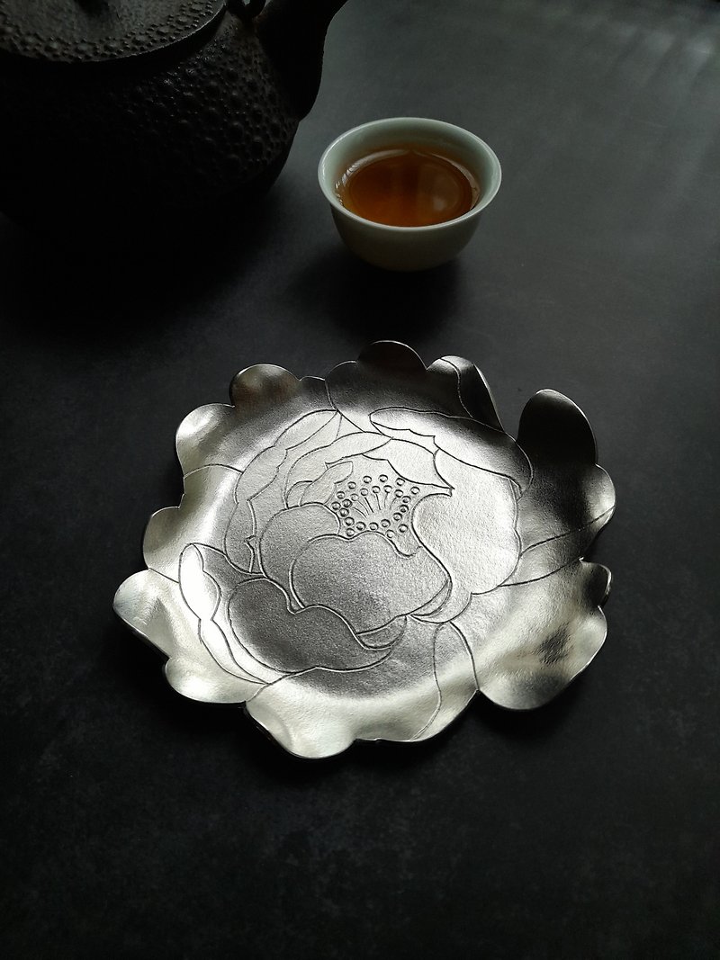 Handmade Pure Tin Cup Holder【Spring Equinox-Muguang】 - ที่รองแก้ว - โลหะ สีเงิน