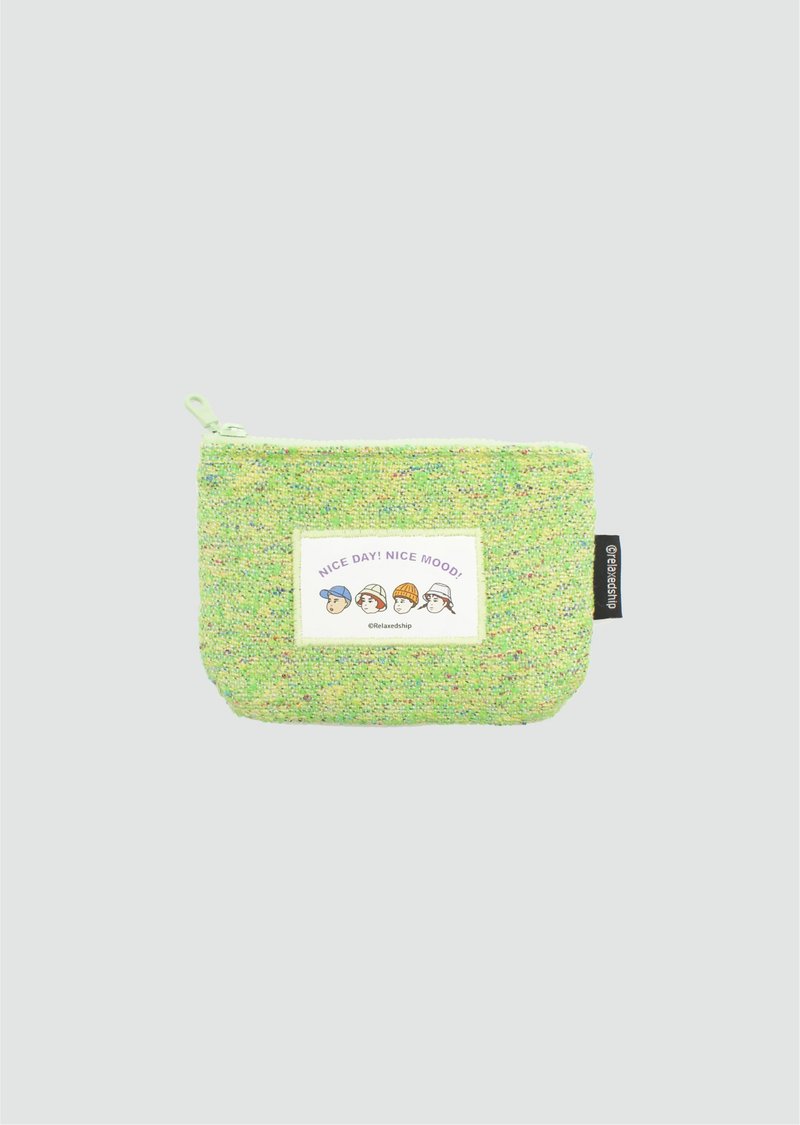 Yarn-dyed wool blend zip pouch - Yellow-Green - กระเป๋าใส่เหรียญ - วัสดุอื่นๆ หลากหลายสี