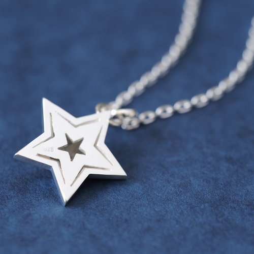 3D Star Men&amp;#39;s Necklace Silver 925
