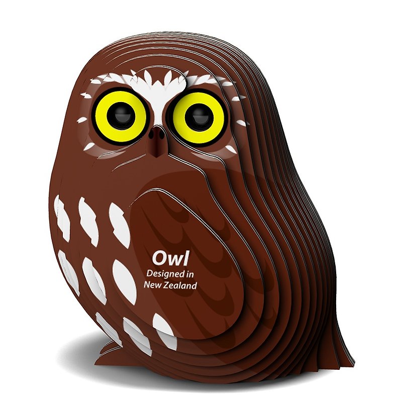 EUGY 3D Cardboard Puzzle - Owl Cute Animal Gift for Children DIY Collection Parent-Child - ตุ๊กตา - กระดาษ 