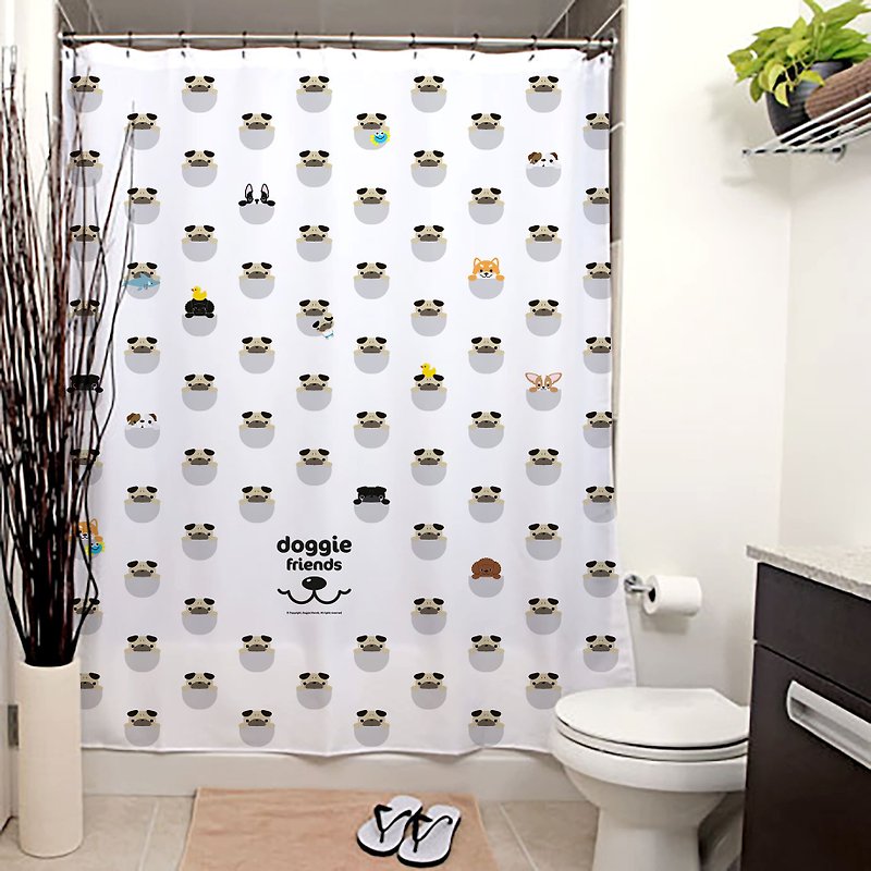 Pug pattern shower curtain