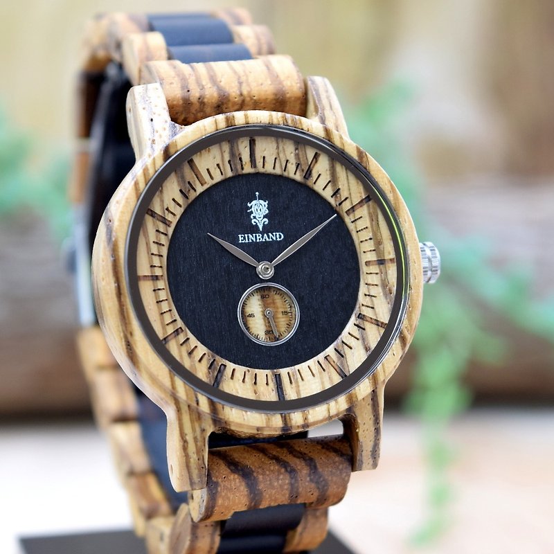 EINBAND Mond Zebra & Ebony 38mm Wooden Watch - Couples' Watches - Wood Brown
