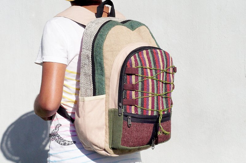 Valentine's Day gift limit after a hand stitching design cotton backpack / shoulder bag / ethnic mountaineering bag / Patchwork bag - backpack after Green Forest Peoples - กระเป๋าเป้สะพายหลัง - ผ้าฝ้าย/ผ้าลินิน หลากหลายสี