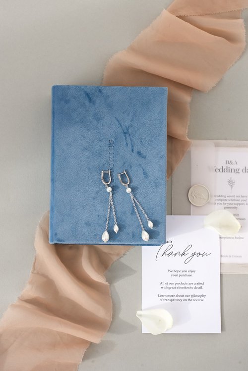 Dusty Blue Wedding Earrings Silver