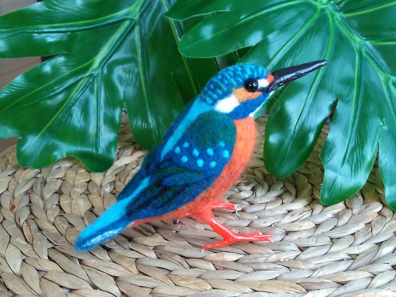 Kingfisher Wool Felt Jade - ตุ๊กตา - ขนแกะ สีน้ำเงิน