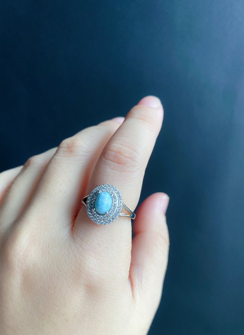 畢業季 海紋石 拉利瑪 紓緩 戒指 水晶 天然石 禮物 S925活動戒圍 - 戒指 - 水晶 藍色