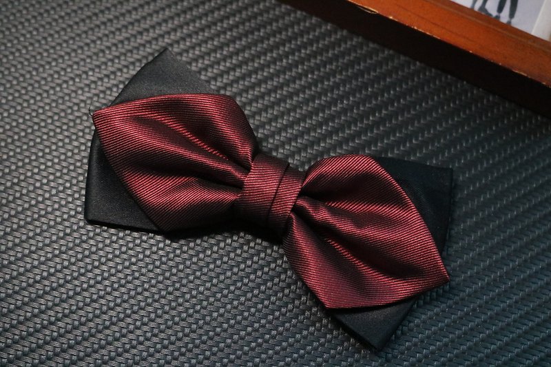 Wine red pointed bow tie wedding silk double bow tie - Bow Ties & Ascots - Silk Multicolor