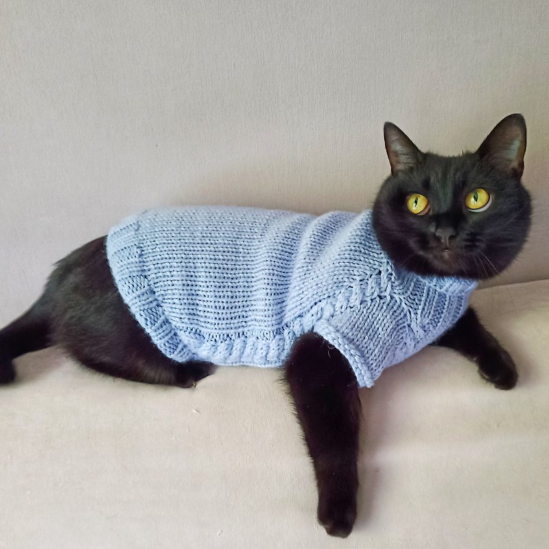 Cat sweater with cable Sphynx cat sweater Handknit pet sweater Cat clothes