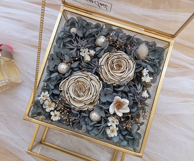 Customized] Immortal Flower Drawer Jewelry Box - Small Fragrance Chanel/Glass  Box/Practical - Shop bunnystail Dried Flowers & Bouquets - Pinkoi