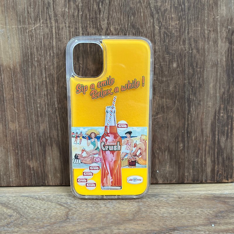 美式復古 老廣告 手機殼 橘子氣水 流沙殼 夜光 - 手機殼/手機套 - 塑膠 橘色