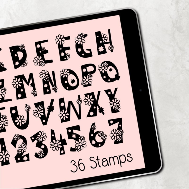 Daisy Font Procreate Brush Stamp - 其他數位商品 - 其他材質 
