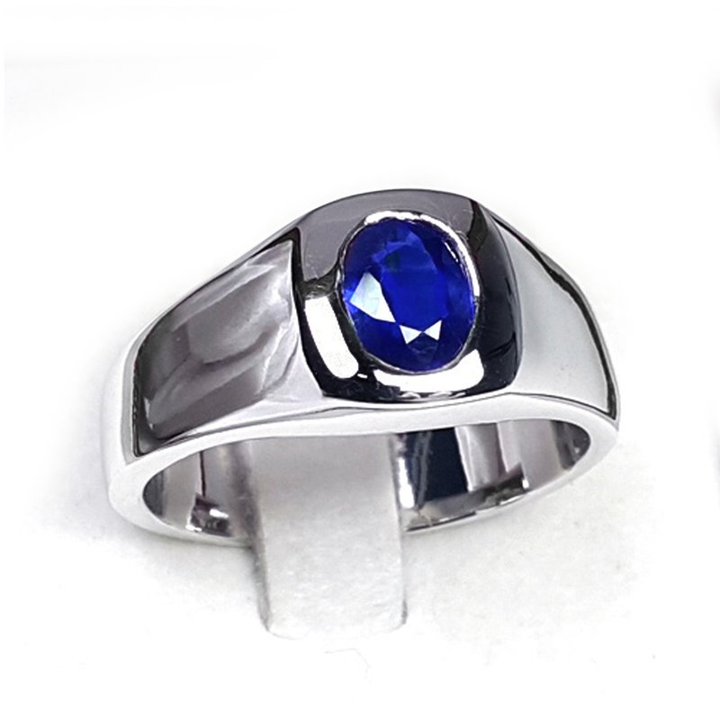 8 x 6 mm. Natural blue sapphier ring silver sterling size 7.0 free resize - General Rings - Sterling Silver Blue