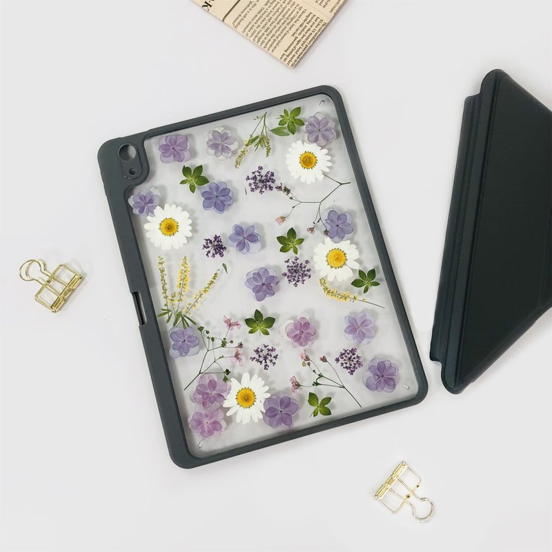 Purple Flower White Daisy Pressed Flower iPad Case iPad Air 11in 13in iPad Pro 1 - เคสแท็บเล็ต - พืช/ดอกไม้ 