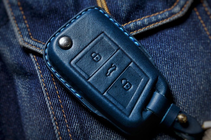 (Spot version) Skoda Skoda Superb Fabia Kodiaq Scala car key leather case - Keychains - Genuine Leather Black