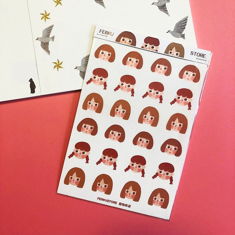 A little girl sticker - สติกเกอร์ - กระดาษ สีส้ม
