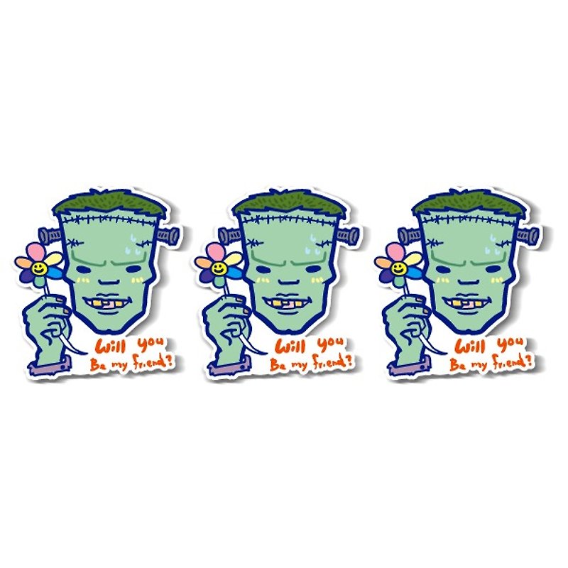 1212 funny design funny everywhere stickers waterproof stickers - good friends with me? - Stickers - Waterproof Material Green