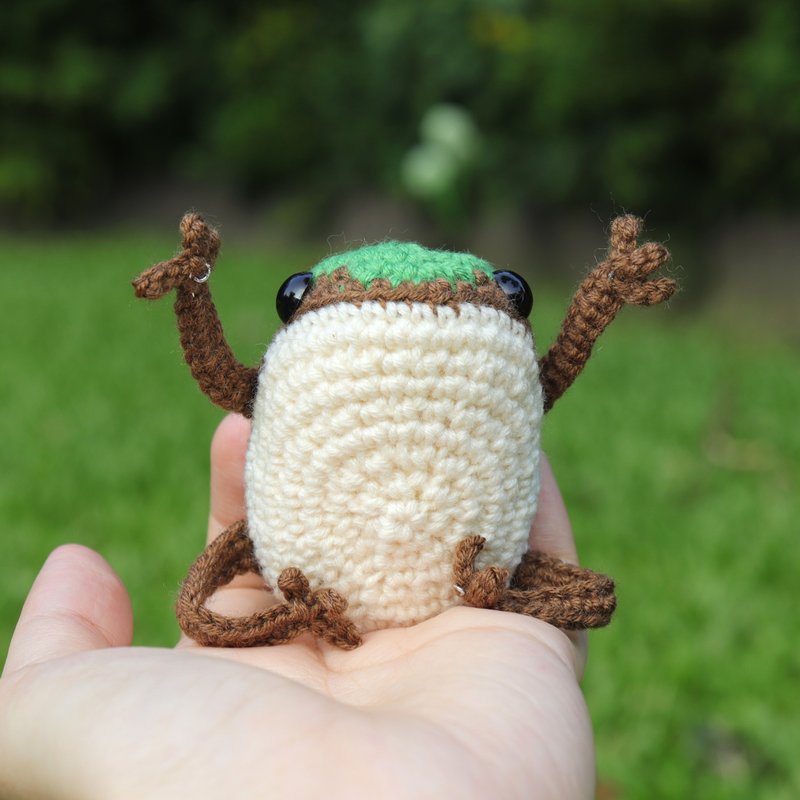 Hong Kong wild animals amigurumi - Green Cascade frog - ตุ๊กตา - ขนแกะ 