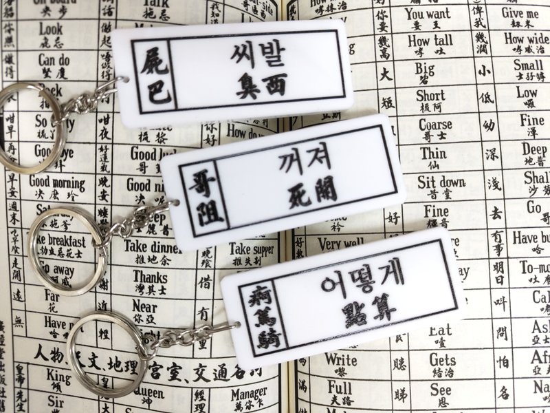 臭西 死開 點算  通勝教韓語匙扣系列 - 鑰匙圈/鑰匙包 - 壓克力 