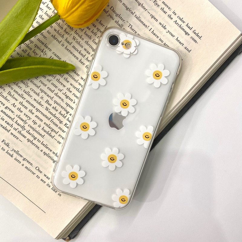 Daisy flower pattern transparent iPhone Galaxy Silicon Case - เคส/ซองมือถือ - ซิลิคอน สีใส