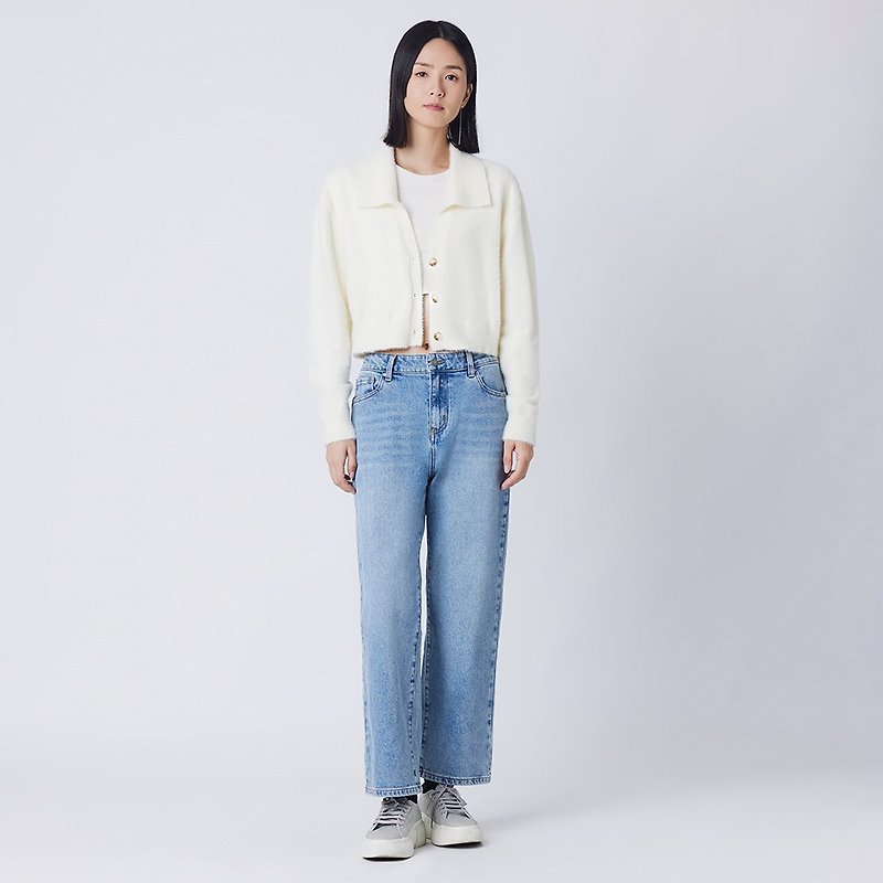 knitted long sleeve jacket - Women's Sweaters - Nylon White
