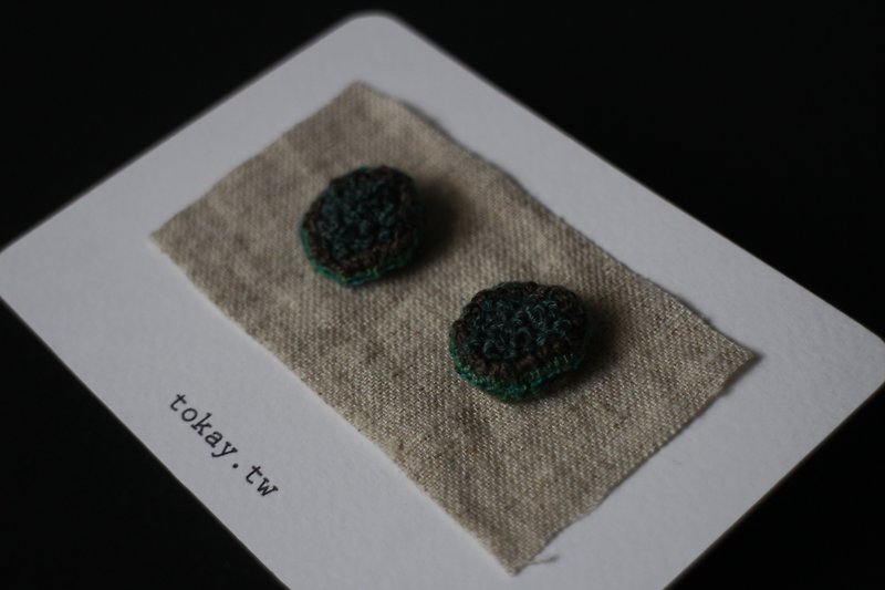 Embroidered earrings with name mossy forest - Earrings & Clip-ons - Thread Green