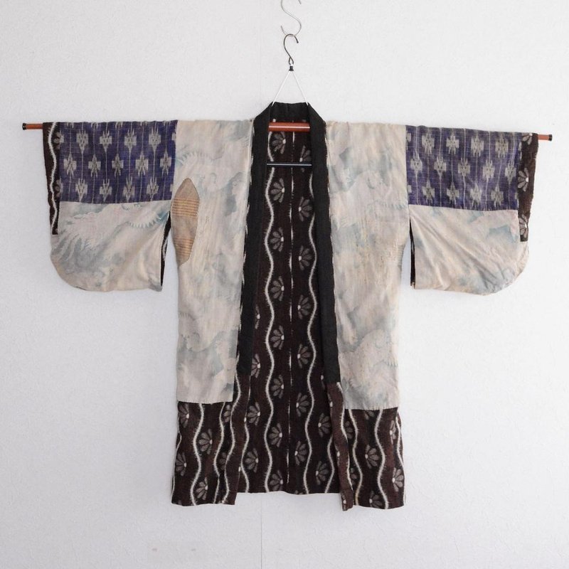 古董和服碎布拼布鳳凰棉布日本複古大正昭和 - 女大衣/外套 - 棉．麻 多色