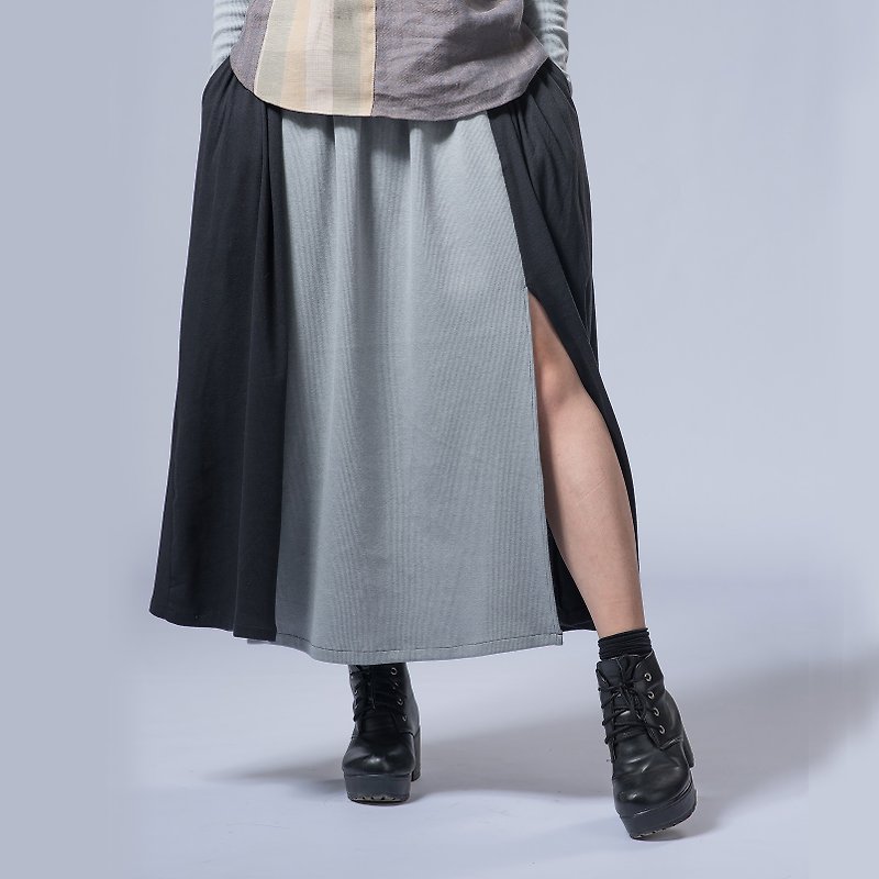 Swing elastic pocket pocket knit dress - กระโปรง - เส้นใยสังเคราะห์ สีเทา