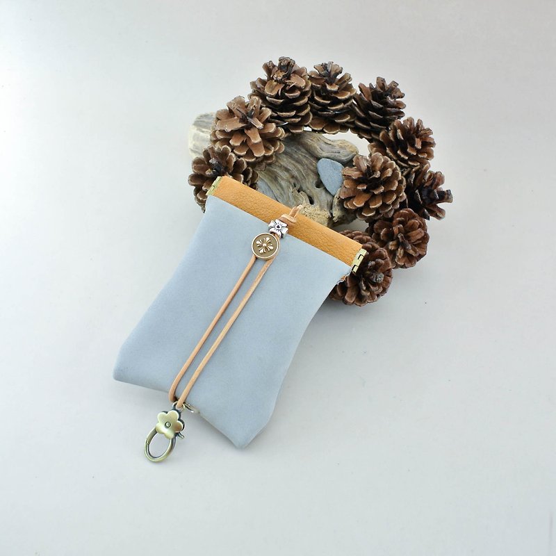 ✦. Good comfortable stitching Wallets shrapnel. ✦ key / key / Storage / key case - Keychains - Genuine Leather Gray