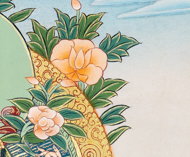 観音菩薩の伝統的な仏教タンカ絵 - ショップ Boudha Stupa