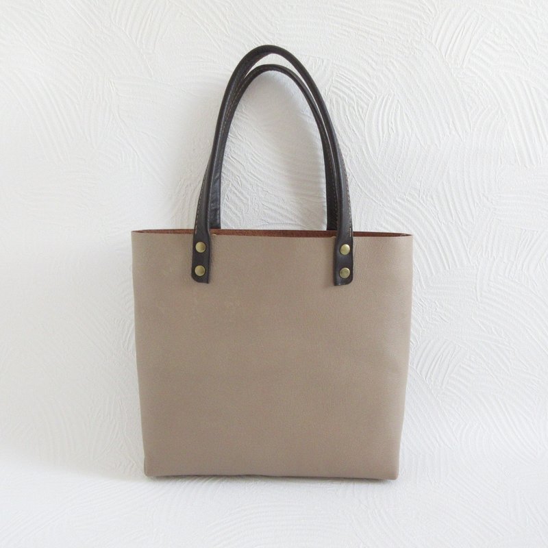 newデザイン・牛革・三角マチのオールドスクエアトート・シュリンク・0574 - 手提包/手提袋 - 真皮 咖啡色