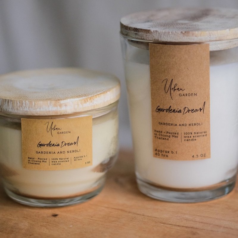 Gardenia & Neroli Scented Candle, Soy Wax Candle Floral Scent, GARDENIA DREAM • - 香氛蠟燭/燭台 - 精油 白色