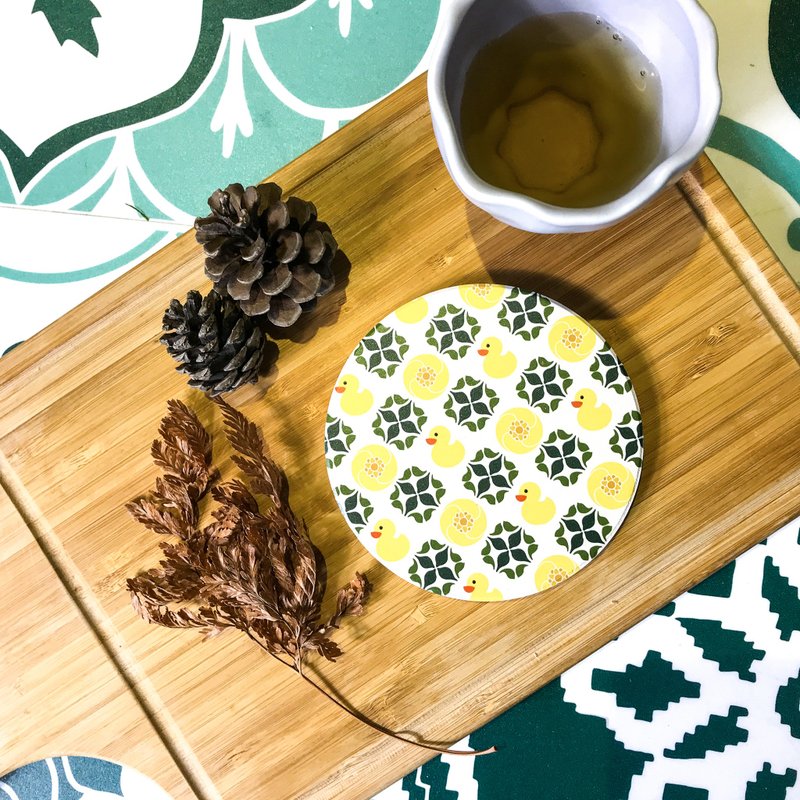 圓滾滾杯墊 ∣ 優雅小鴨 - 杯墊 - 陶 黃色