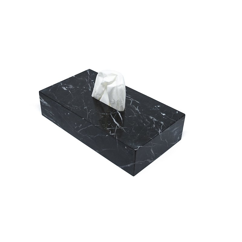 大理石 黑白根 紙巾盒 面紙盒- 可訂制 - 面紙盒 - 石頭 黑色