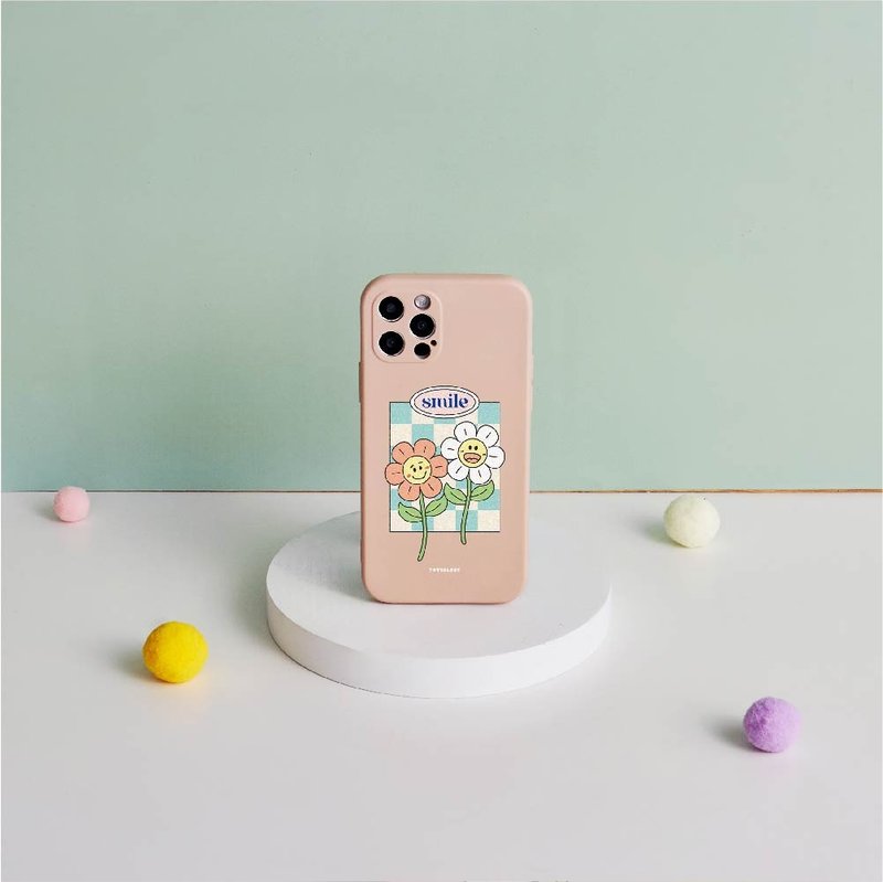 Smile棋盤格花花全包iPhone手機殼 - 手機殼/手機套 - 矽膠 多色