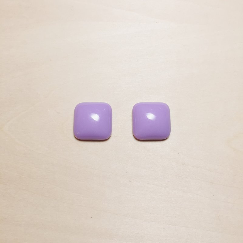 Vintage light purple square diamond earrings - Earrings & Clip-ons - Resin Purple