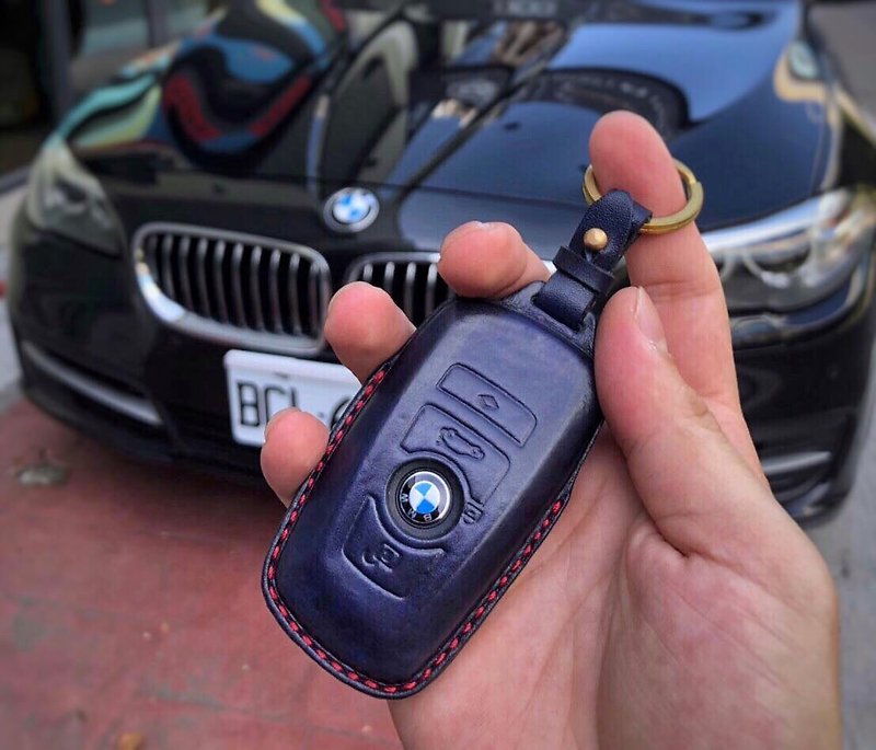 [Poseton boutique handmade leather goods] BMW BMW car key holster hand-made - Keychains - Genuine Leather 