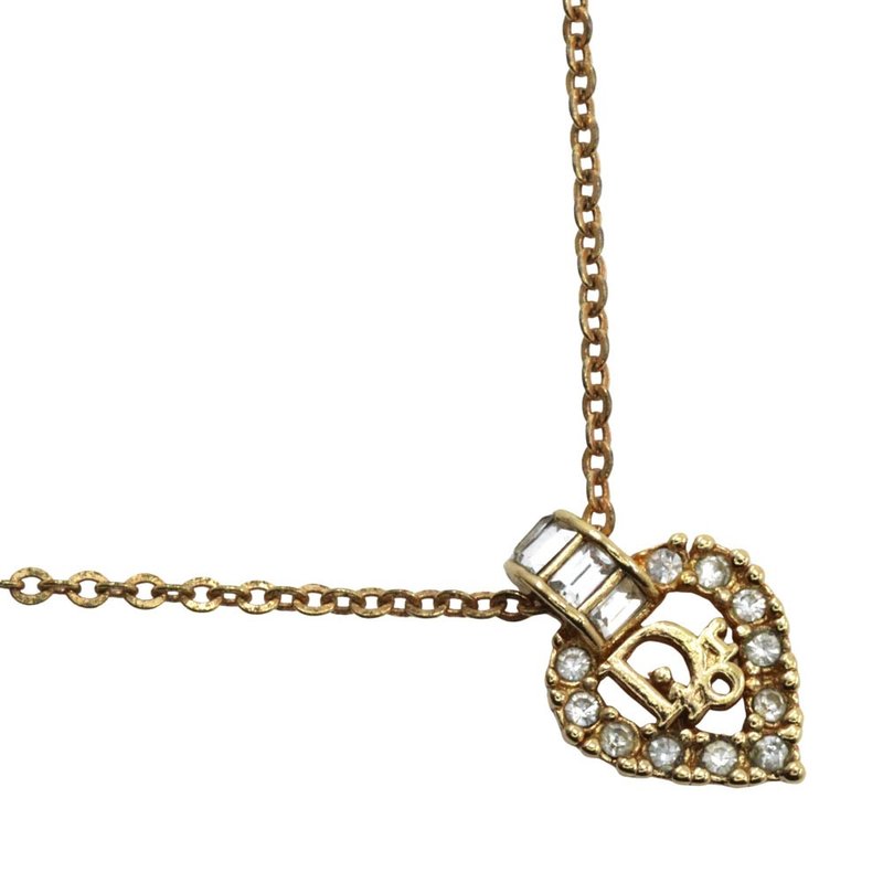 【日本直送】クリスチャンディオール Dior ロゴハート ネックレス 金メッキ×ラインストーン ハート 約6.1g レディース【中古】 - 項鍊 - 其他金屬 金色