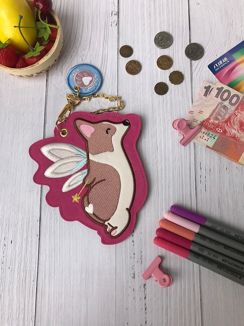 Little Fairy Corgi Flocking Card Holder Coin Purse - ID & Badge Holders - Other Materials 
