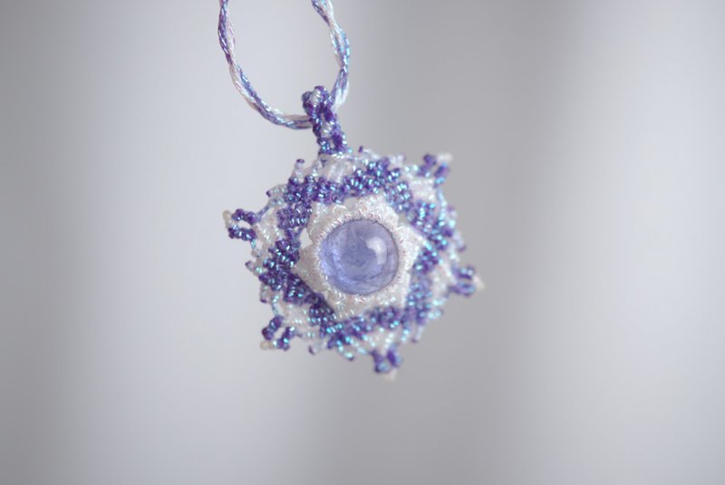 Tanzanite Wax Cord Woven Necklace - สร้อยคอ - เครื่องเพชรพลอย สีน้ำเงิน