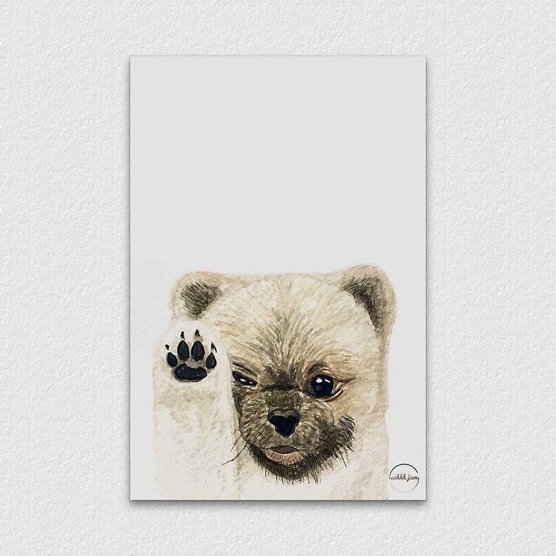 Watercolor illustration animal postcard - waving squirrel dog hand drawn watercolor illustration - Cards & Postcards - Paper Khaki