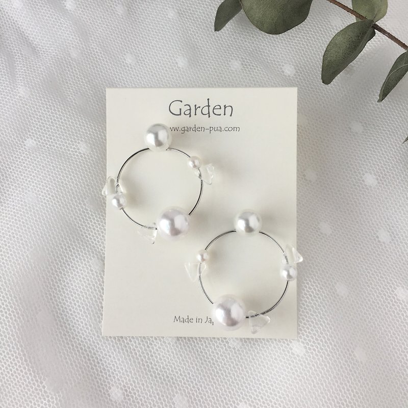 circle earrings clear silver - Earrings & Clip-ons - Other Metals Transparent