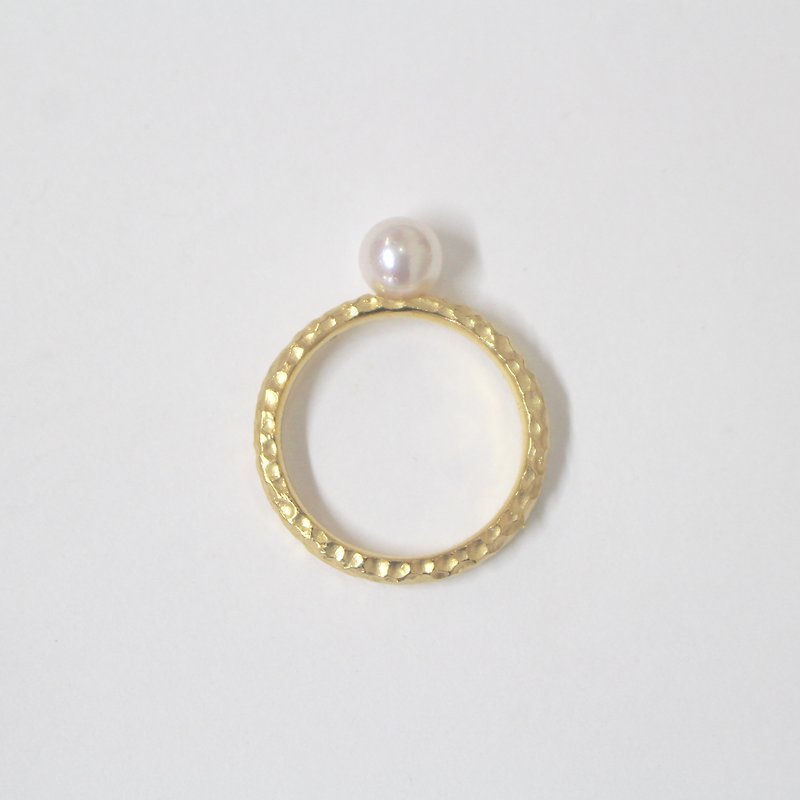 Akoya pearl earthen ring, gold color - General Rings - Gemstone Gold