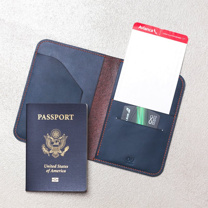 偶物/// 植鞣革 撞色護照套 - 護照套/passport 套 - 真皮 