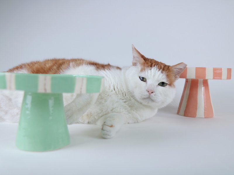 / Elevated Ceramic Pedestal Bowl / Hand-pinched Ceramic Dish - จานและถาด - ดินเผา หลากหลายสี